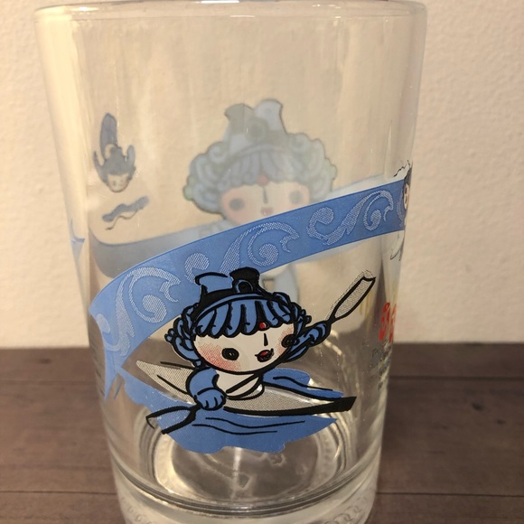 Mcdonalds 2008 Beijing Olympic Glass Cup Blue Mascot BeiBei 5" tall - Picture 3 of 8